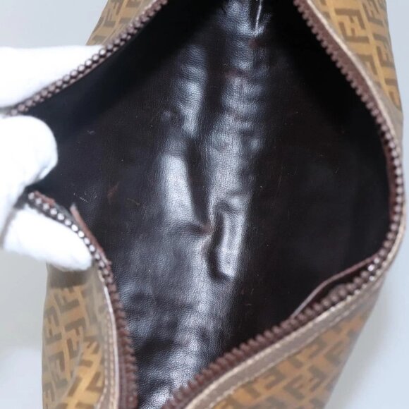 FENDI Zucchino Canvas Clutch Bag PVC Vintage Beige Auth am8012 - Picture 12 of 16